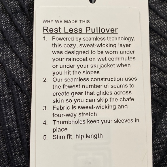❤️ Lululemon Rest Less Pullover Size 6 ACBL/WHT NWT - Picture 6 of 9